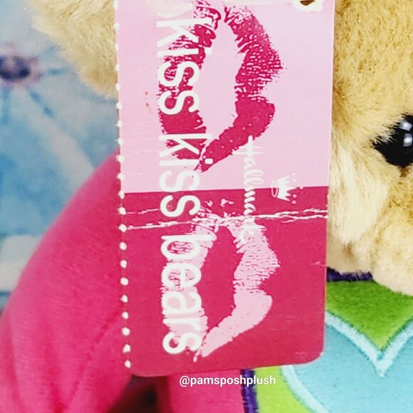 Hallmark Kiss Kiss Teddy Bear Plush 10" Valentine’s Green Heart Pink Outfit - Picture 3 of 7